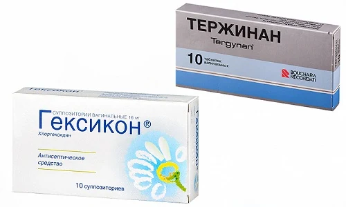 Лечить гинекологические инфекционные патологии можно препаратами Тержинан или Гексикон